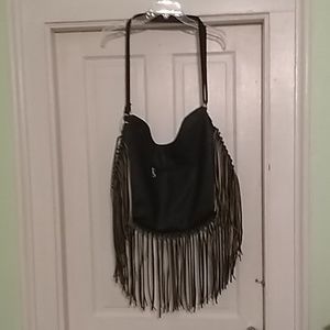 Fringe black purse
